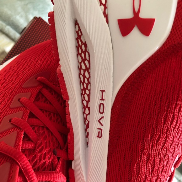 NWOT Under Armour Mens UA Team HOVR Sonic 3 Running Shoes in Red/White - Picture 9 of 9